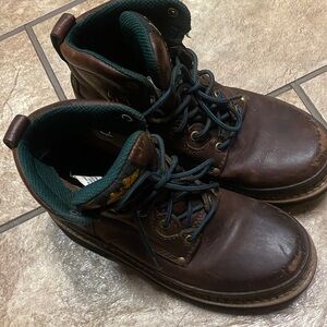 Georgia Boot Youth Size 2M  Dark Brown Leather Lace Up Boots Hiking Gorpcore